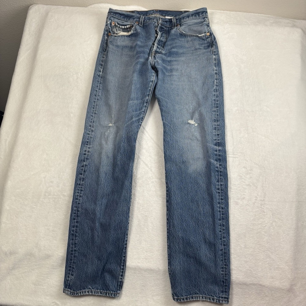 VTG Levi's 501 Button Fly Blue Denim Jeans Men's Waist 34" x 36" Inseam‎ 32"x33"